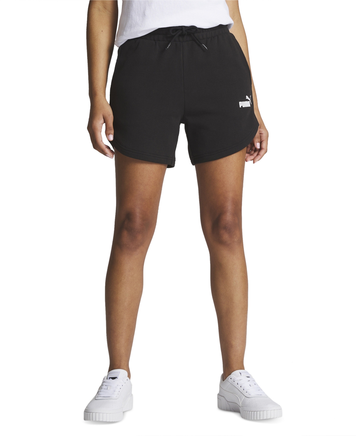 Shop Puma Women's High-rise French Terry Shorts In  Black