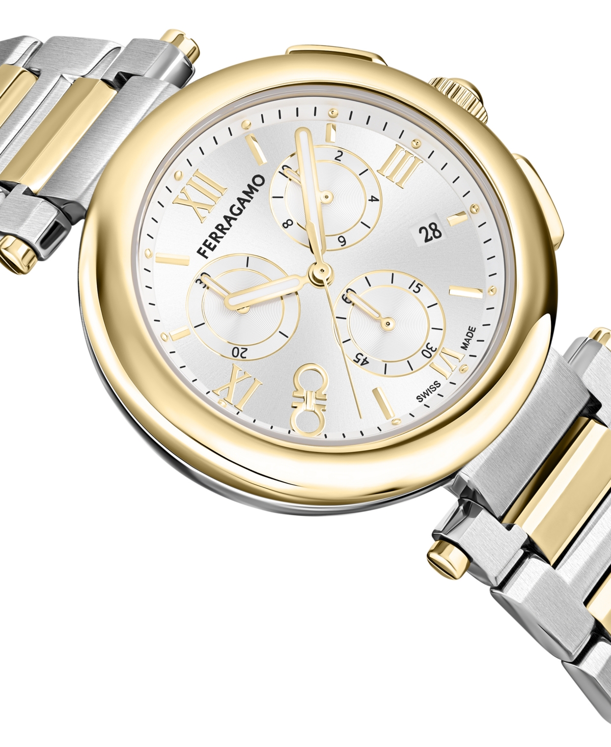 Shop Ferragamo Women's Swiss Chronograph Two-tone Bracelet Watch 40mm In Two Tone