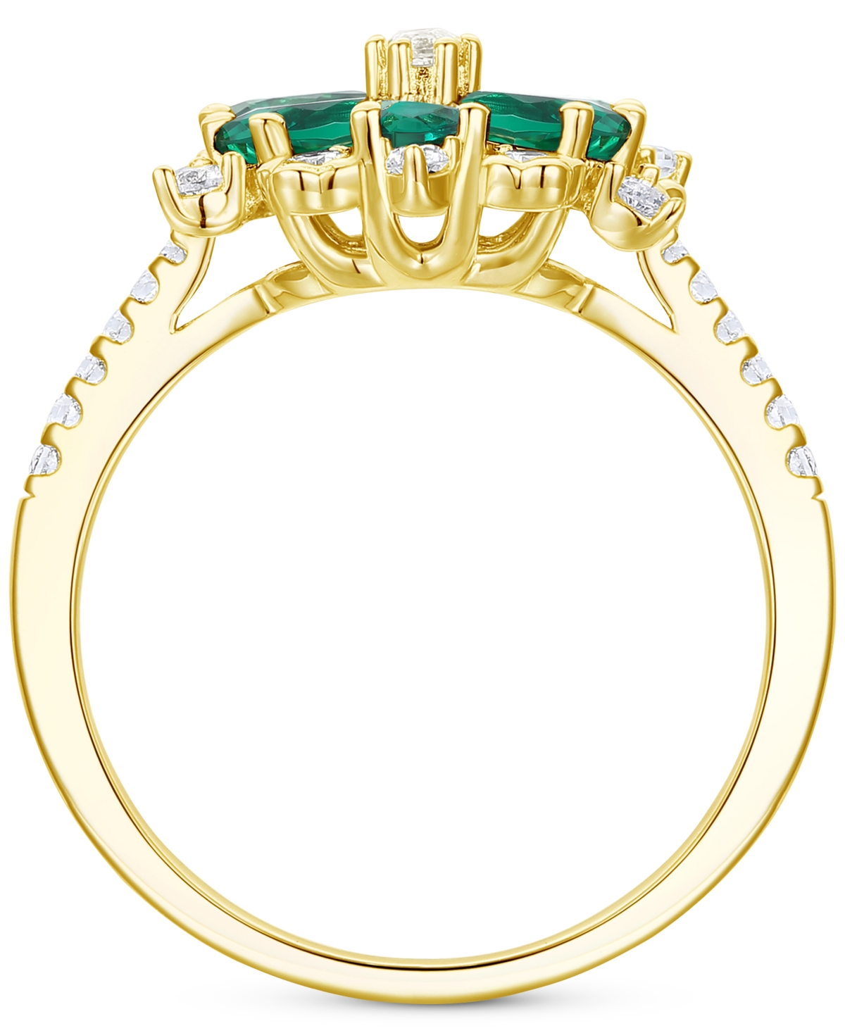 Lab-Grown(7/8 ct. t.w.) & Lab-Grown White Sapphire (1/8 ct. t.w.) Flower Ring in 14k Gold-Plated Sterling Silver (Also in Additional Gemstone