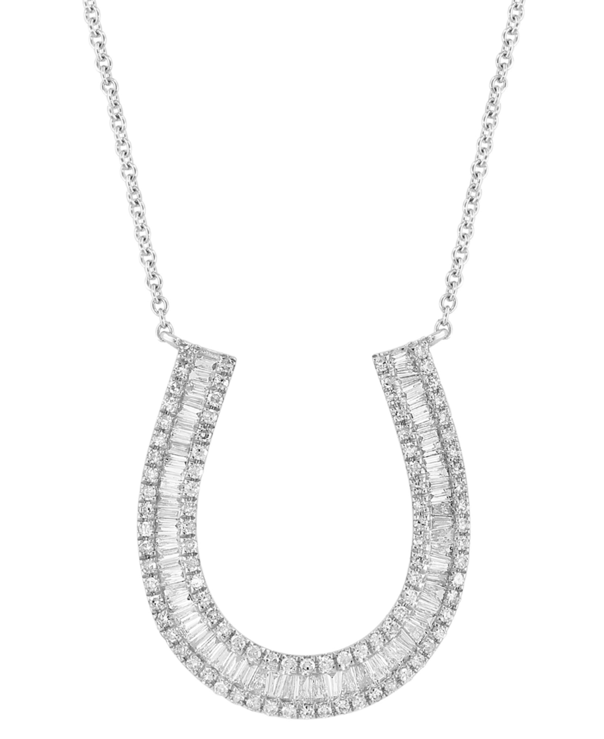 Effy Collection Effy Diamond Horseshoe 18" Pendant Necklace (5/8 Ct. T.w.) In 14k White Gold In White Gold