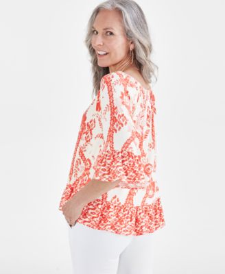 Women's Printed On-Off-The-Shoulder Top