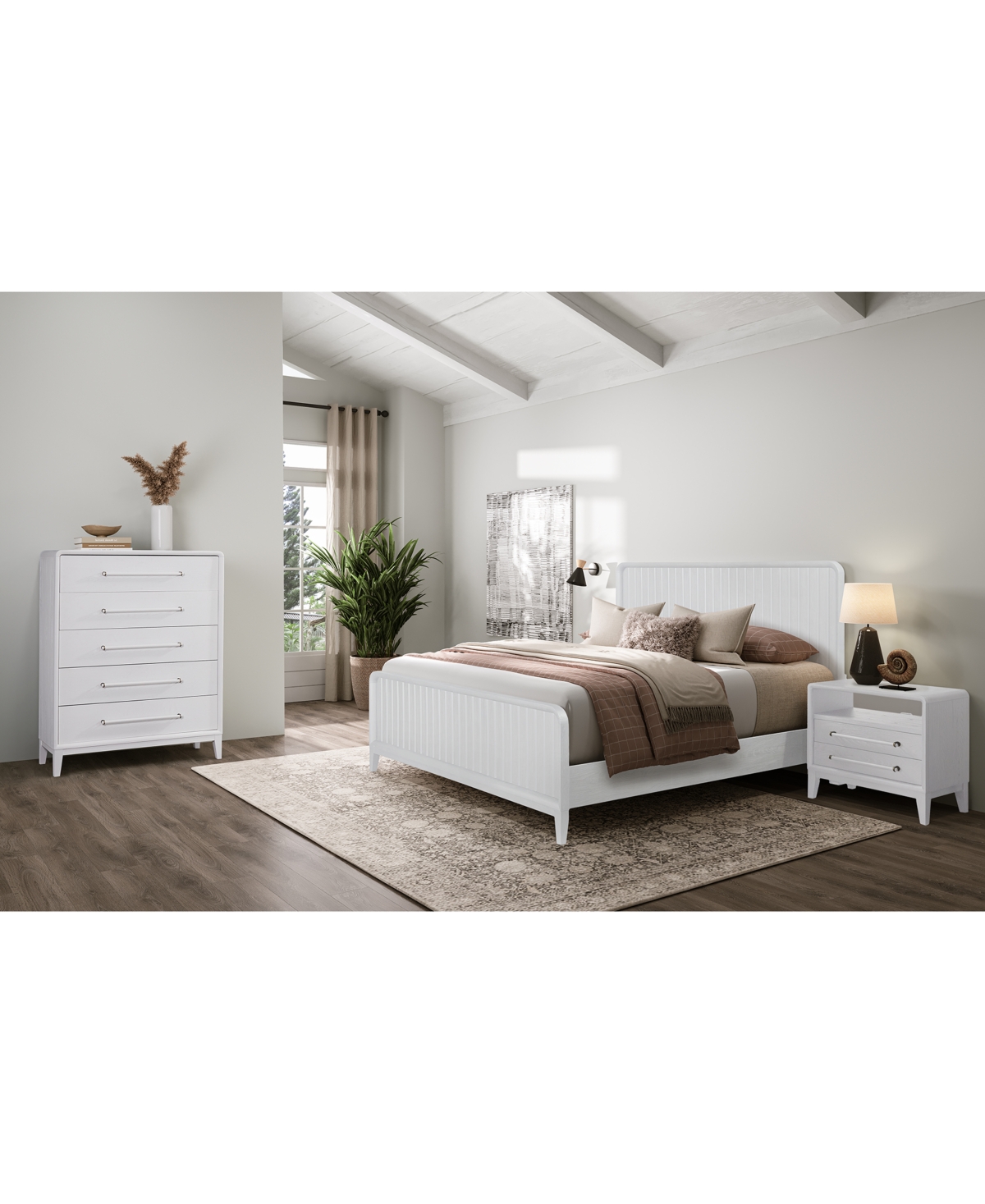 Shop Macy's Assemblage 3pc Bedroom Set (queen Bed, Chest, & Open Nighstand) In White
