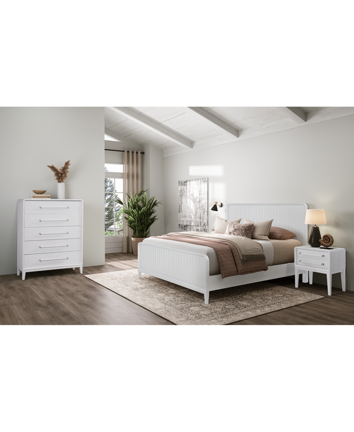 Shop Macy's Assemblage 3pc Bedroom Set (queen Bed, Chest, & Nighstand) In White