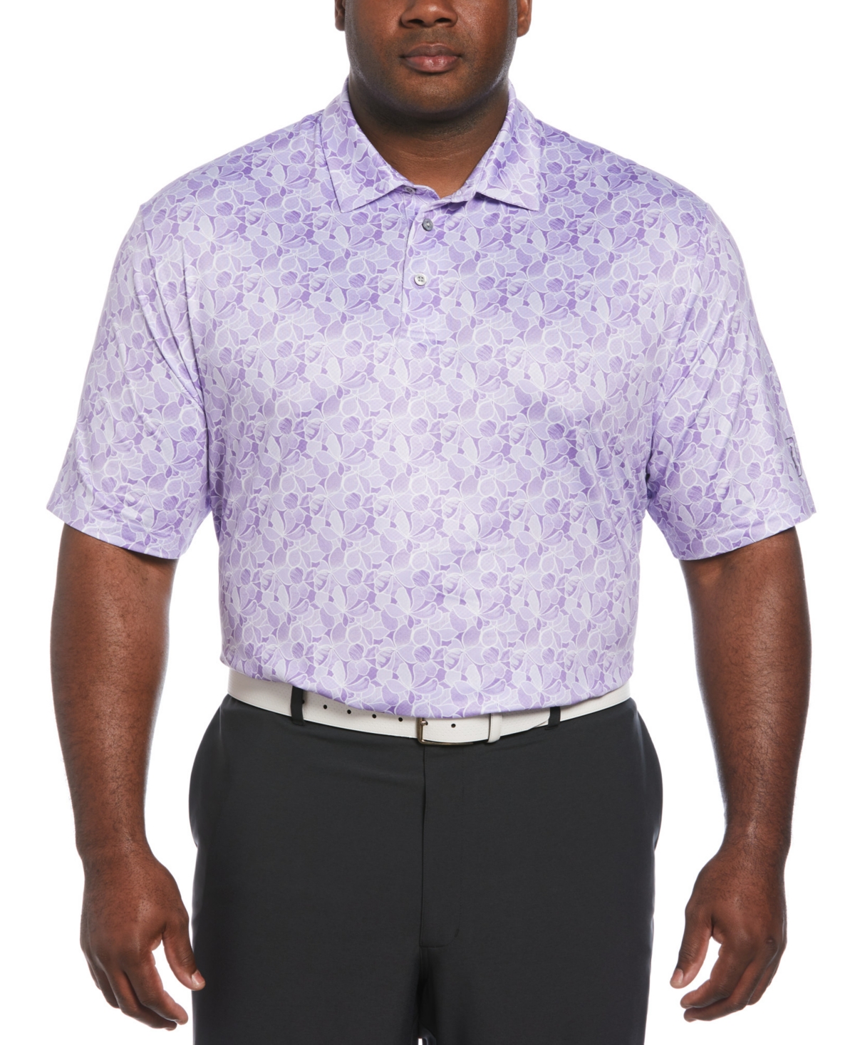 Pga Tour Men's Big & Tall Stretch Moisture-Wicking Floral Golf Polo Shirt