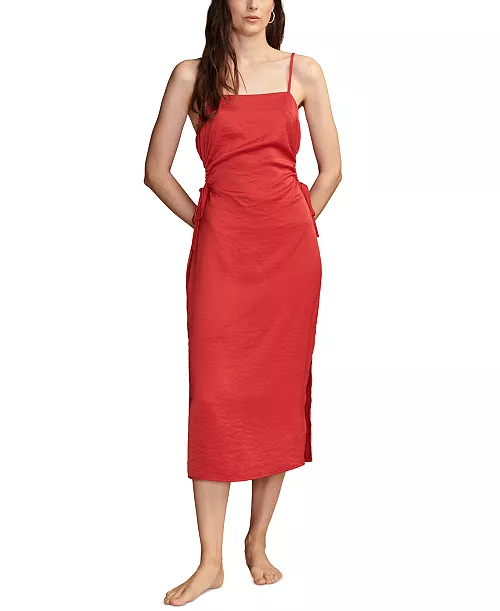 women's cutout apron-neck midi dress