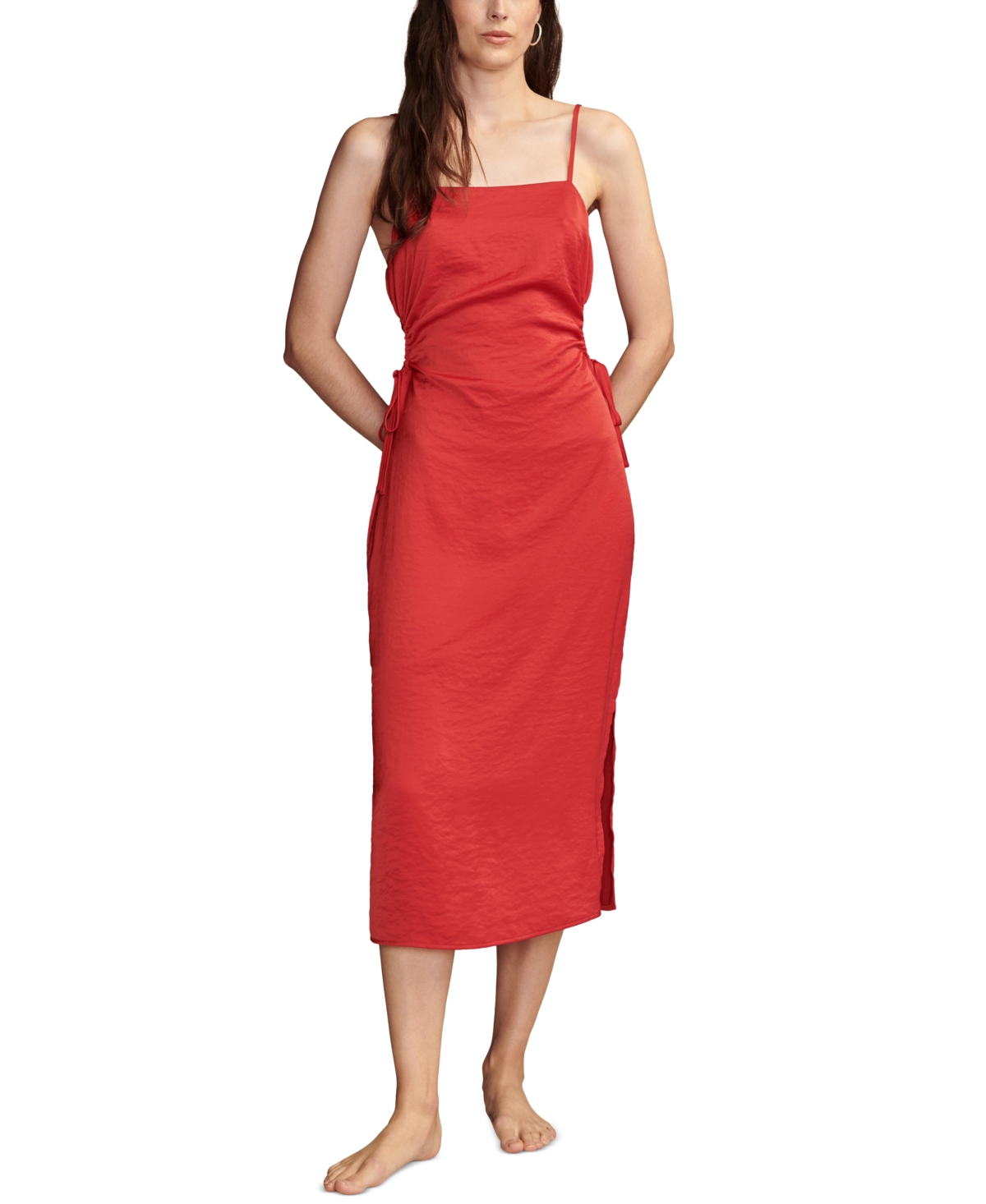 Women's Cutout Apron-Neck Midi Dress - Tango Red