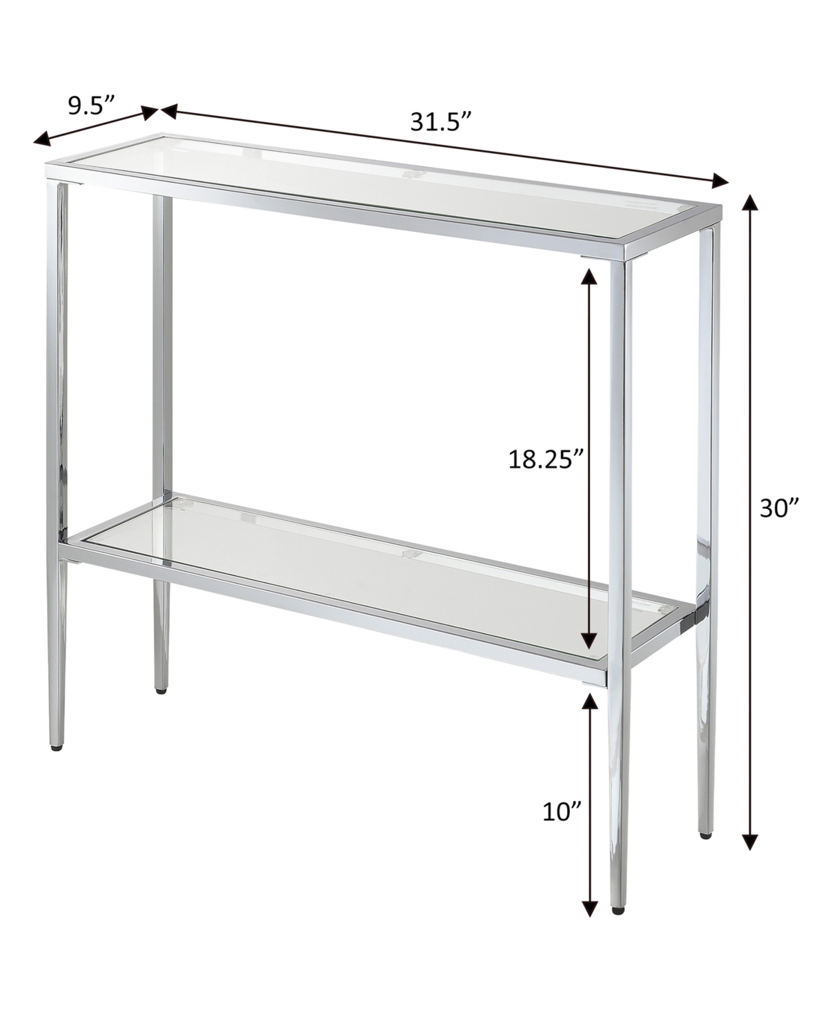 Convenience Concepts 31.5" Nadia Glass Chrome Entry Hall Table With Shelf In Chrome