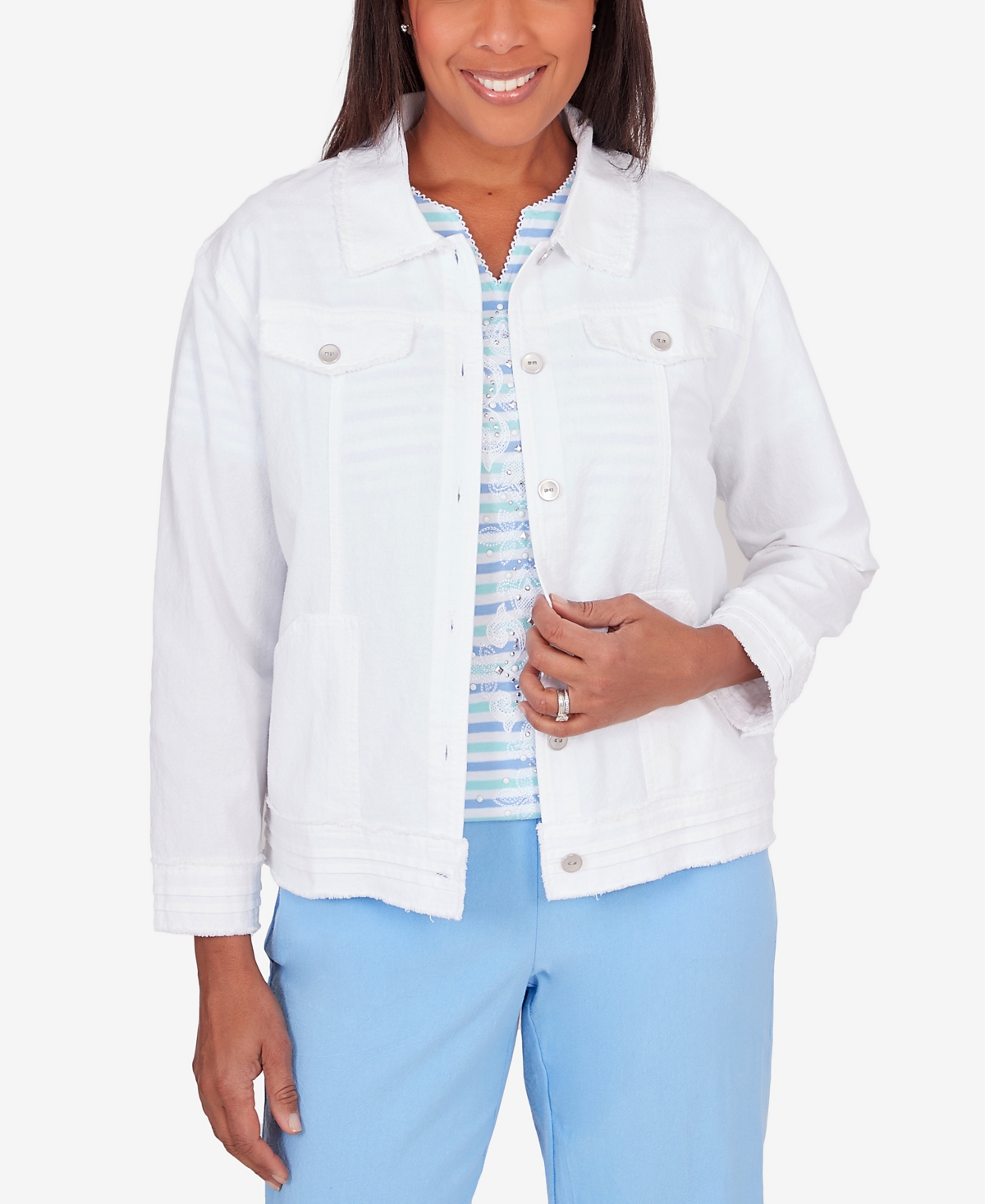 Women's Hyannisport Long Sleeve Fringe Detail Jacket - White