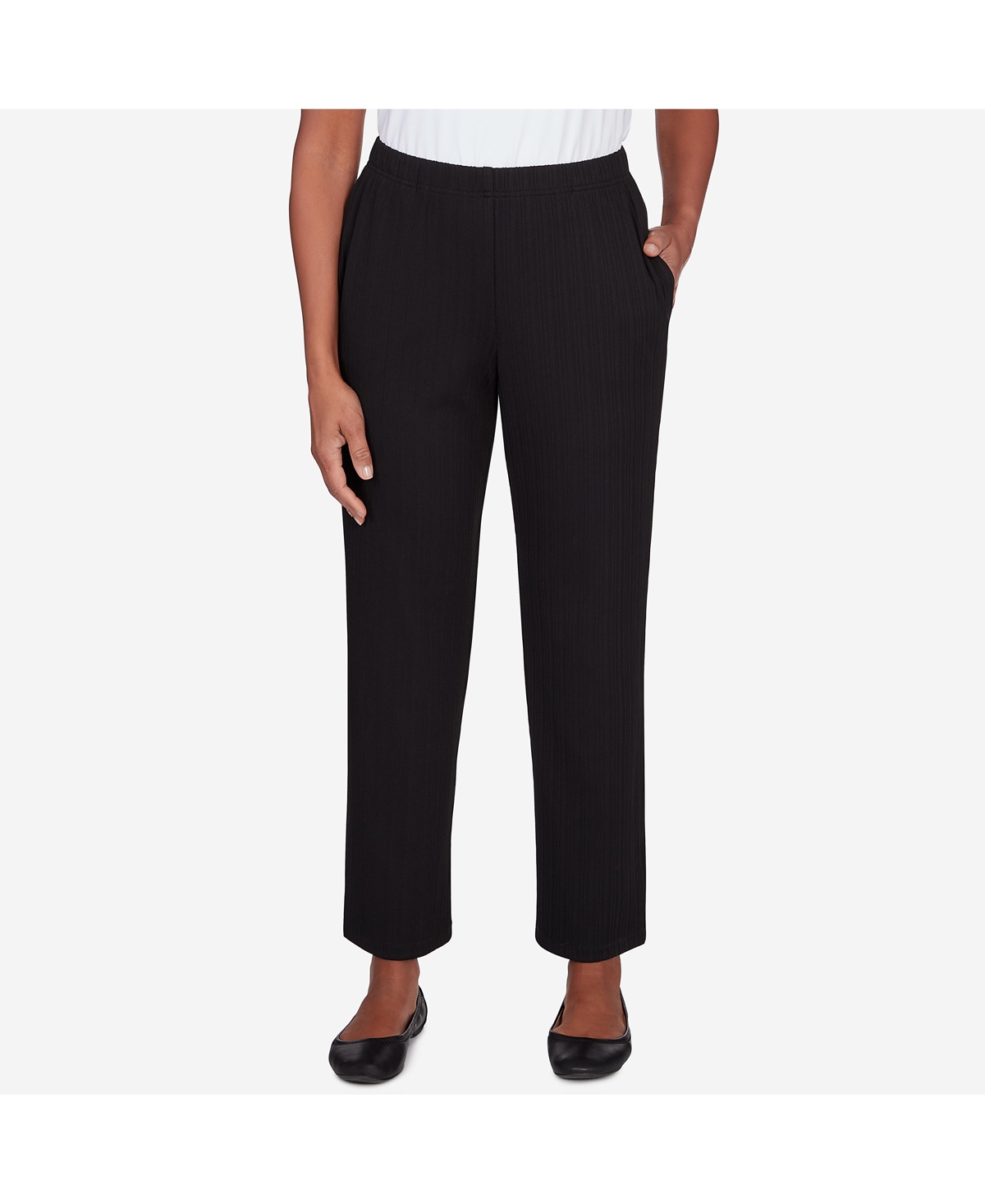 Shop Alfred Dunner Women's Opposites Attract Ribbed Pull On Pants In Black