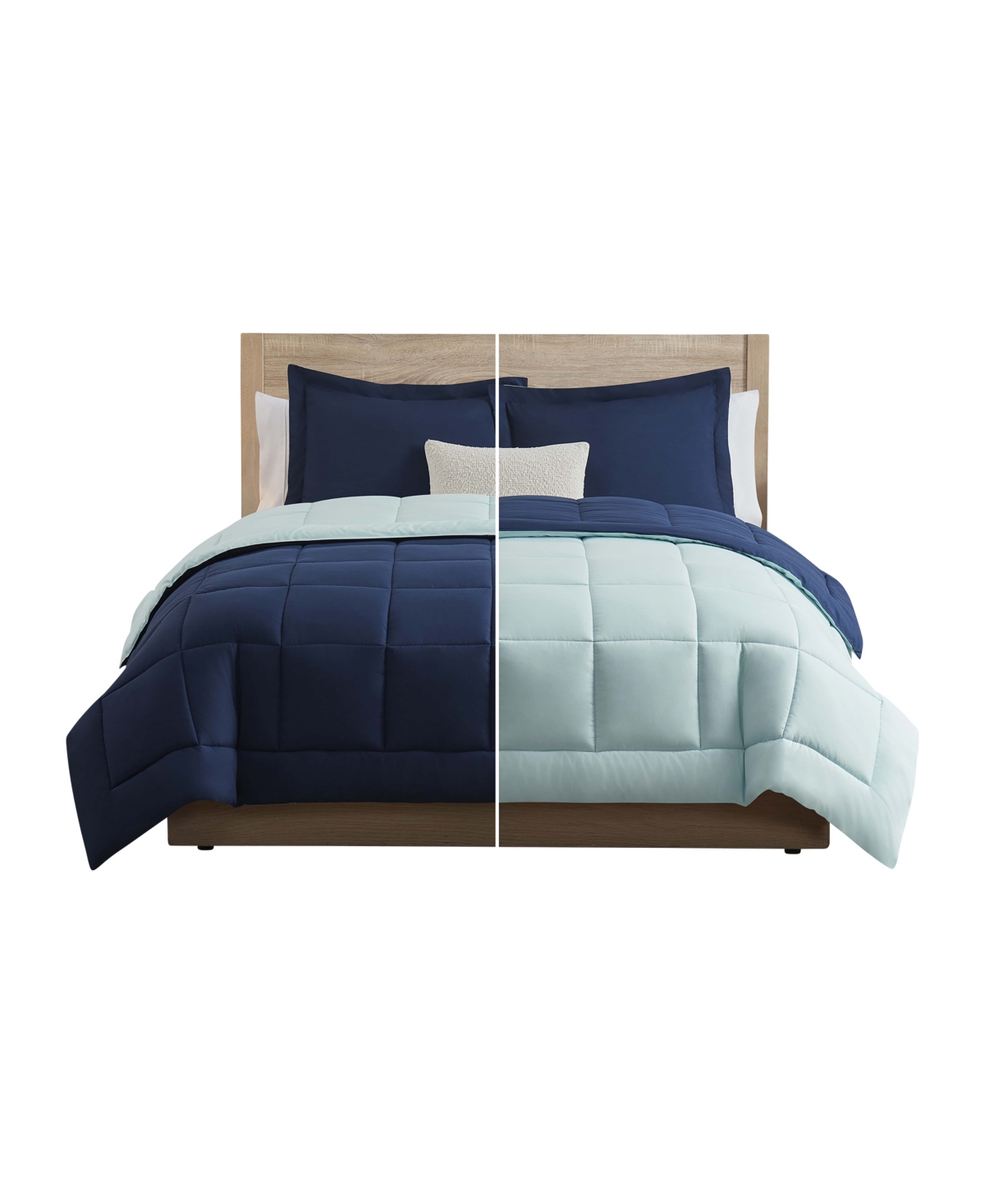 Nestl Premium All Season Quilted Down Alternative Comforter, California King In Navy Blue,light Blue