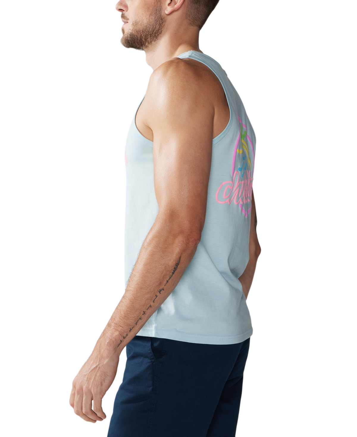 Chubbies Men's The Neon Dream Logo Graphic Tank -Pastel Blue