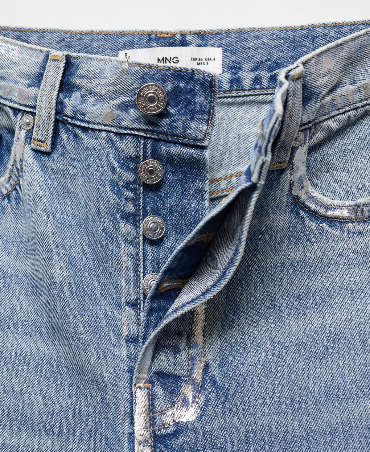Shop Mango Women's Forward Seams Detail Straight Jeans In Silver