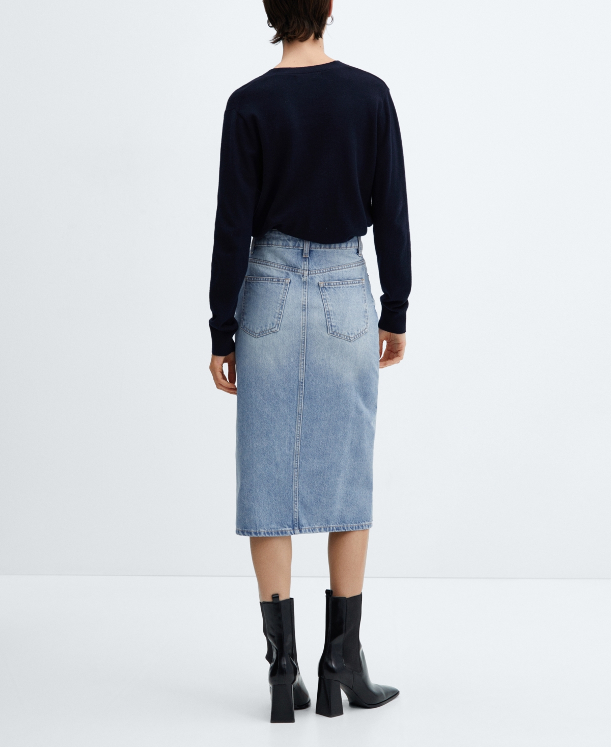 Shop Mango Women's Denim Midi-skirt In Open Blue