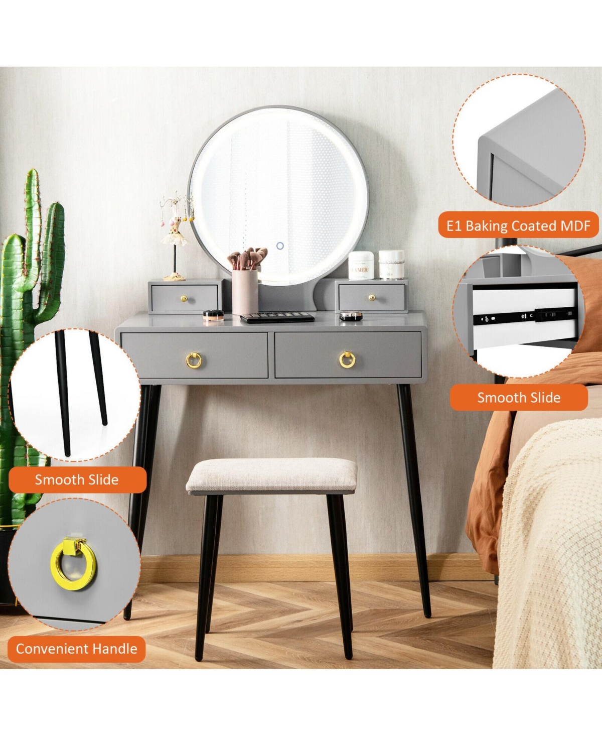 Sugift Vanity Table Set with Mirror