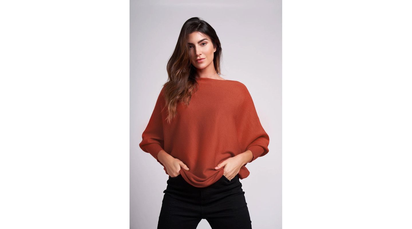 Женский свитер Caldwell Collection Ivy Oversized Dolman 3/4 Sleeve, цвет: Оранжевый — фото 1