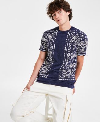 GUESS - Men's Spanish Tile Logo Graphic Burnout T-Shirt