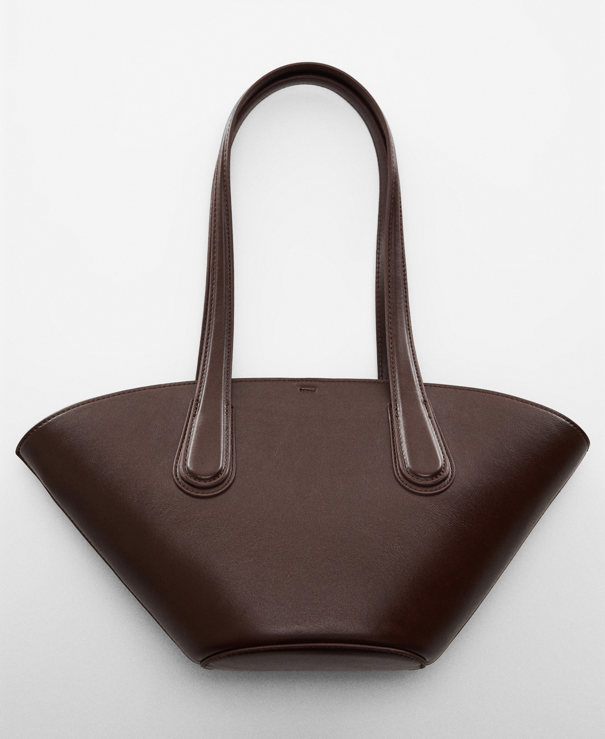 Shop Mango Women's Leather-effect Shopper Bag In Dark Brown