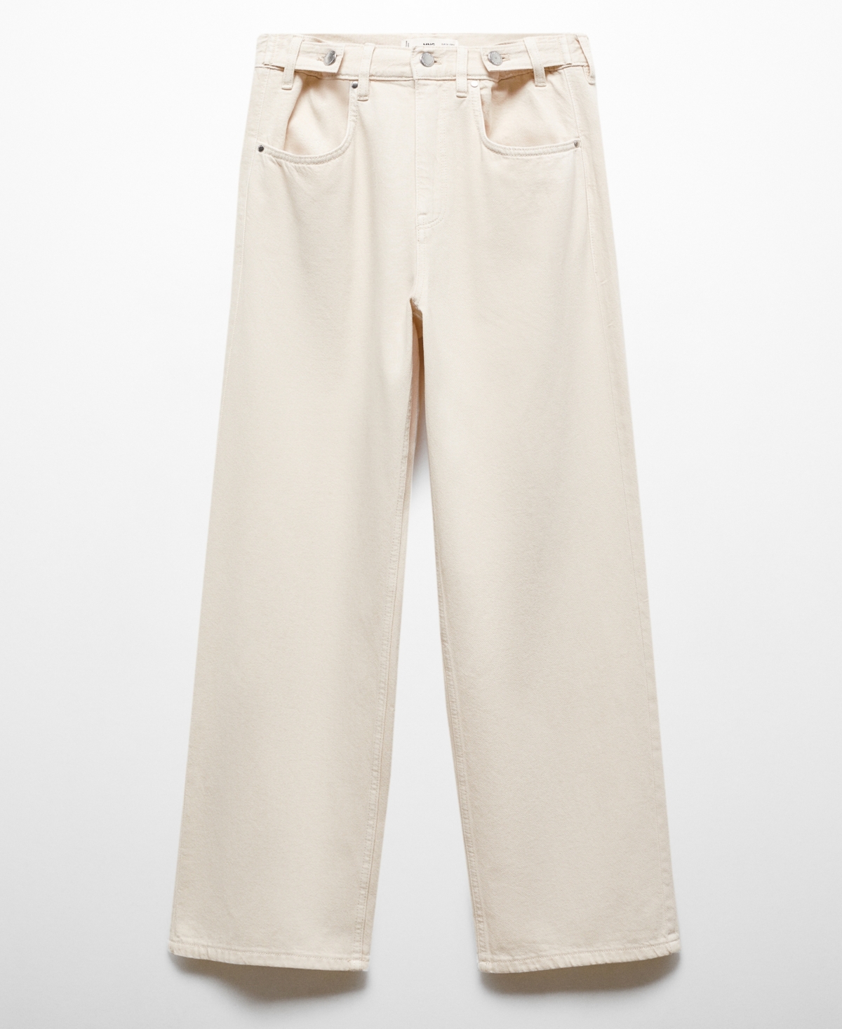Shop Mango Women's Buttons Detail Wide-leg Jeans In Light Beig