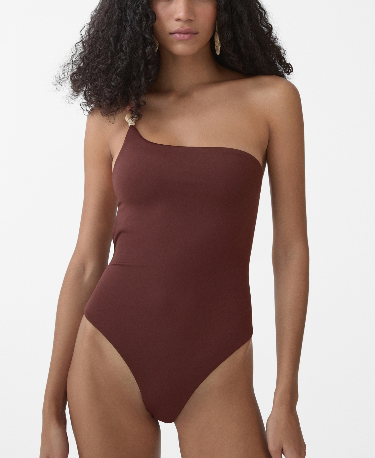 Women's Seashell Print Swimsuit - Dark Brown