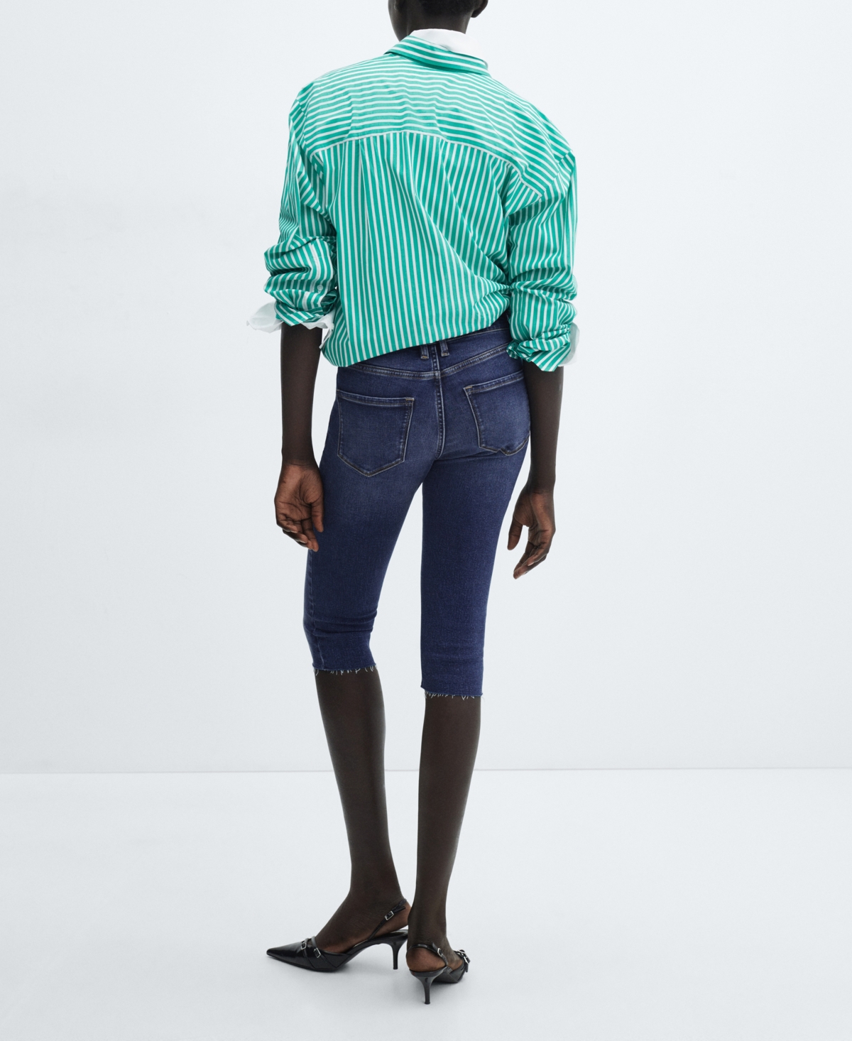 Shop Mango Women's Capri Slim-fit Jeans In Open Blue