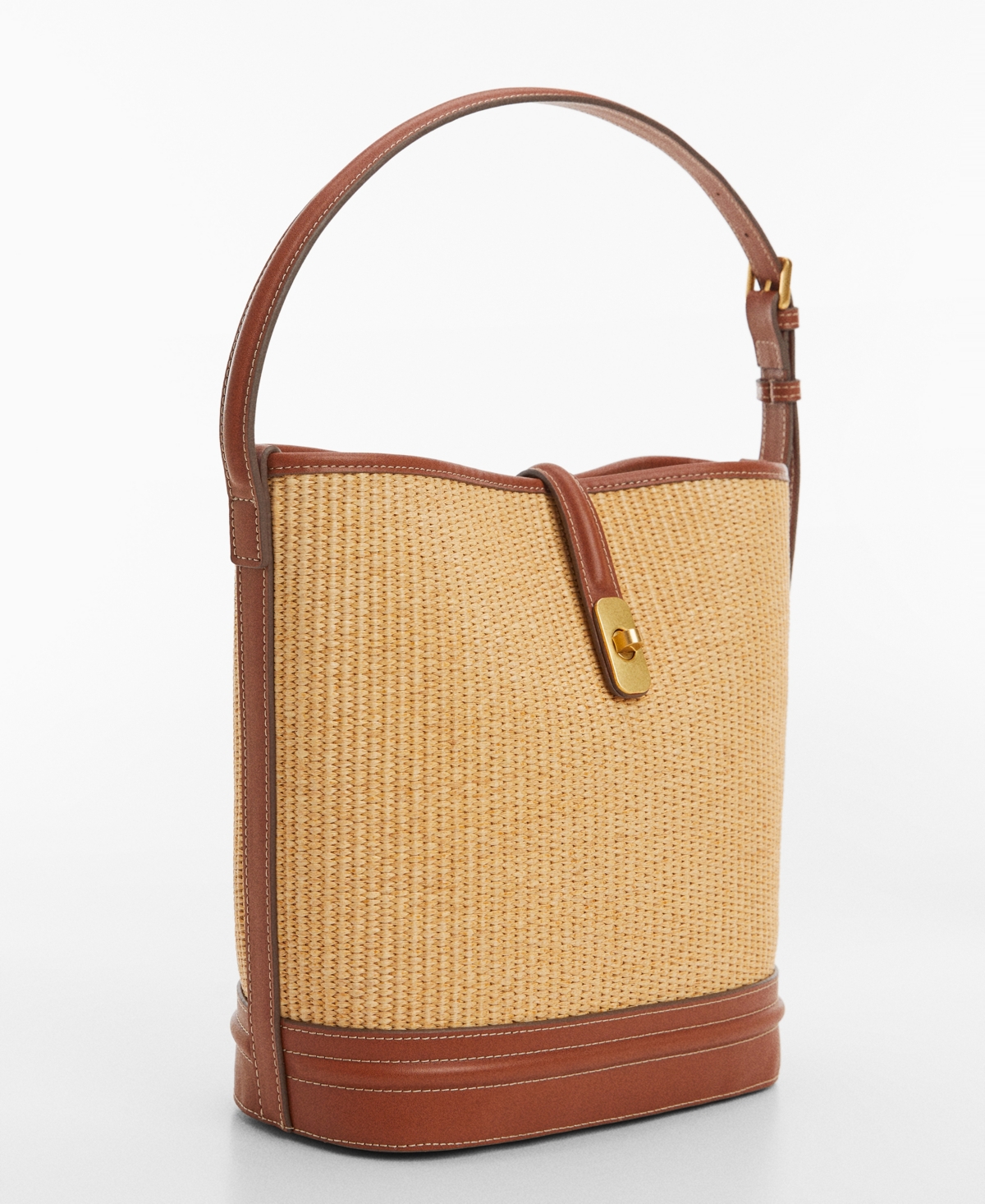 Mango Women's Raffia-effect Bucket Bag In Medium Bro