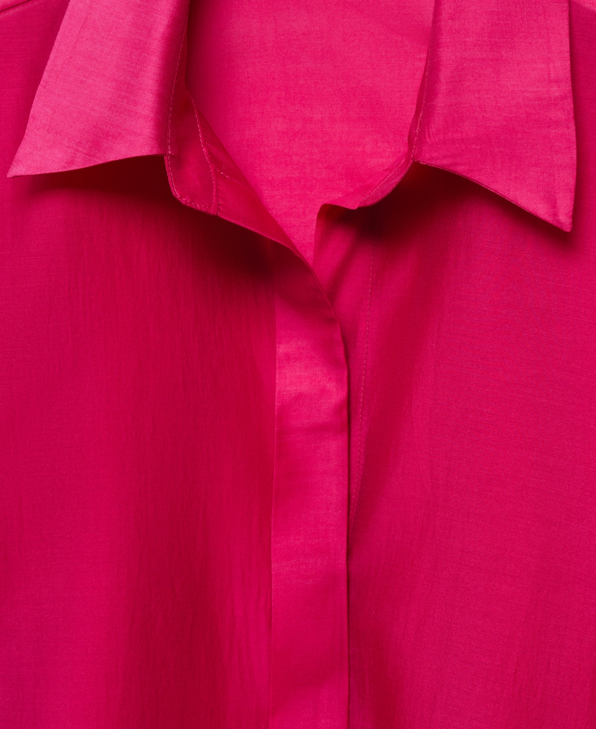 Shop Mango Women's Concealed Button Shirt In Medium Red