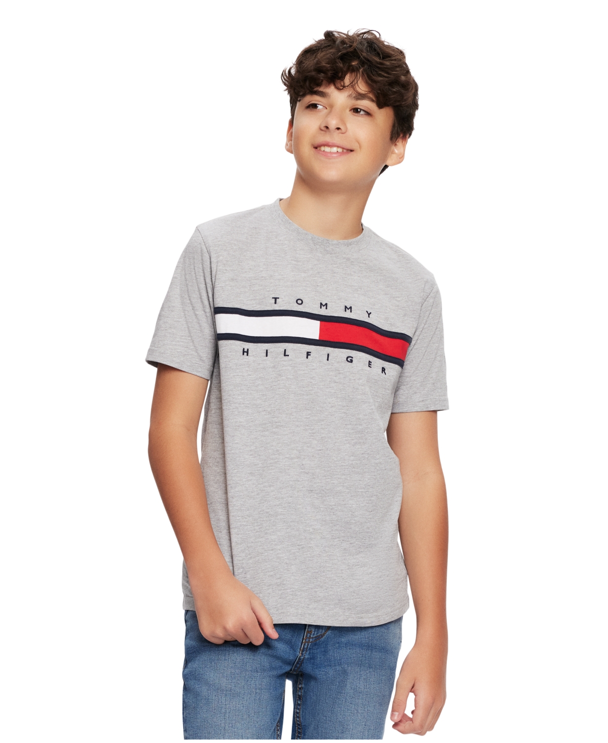 Tommy Hilfiger Toddler And Little Boy Tommy New Signature Tee In Grey Heather