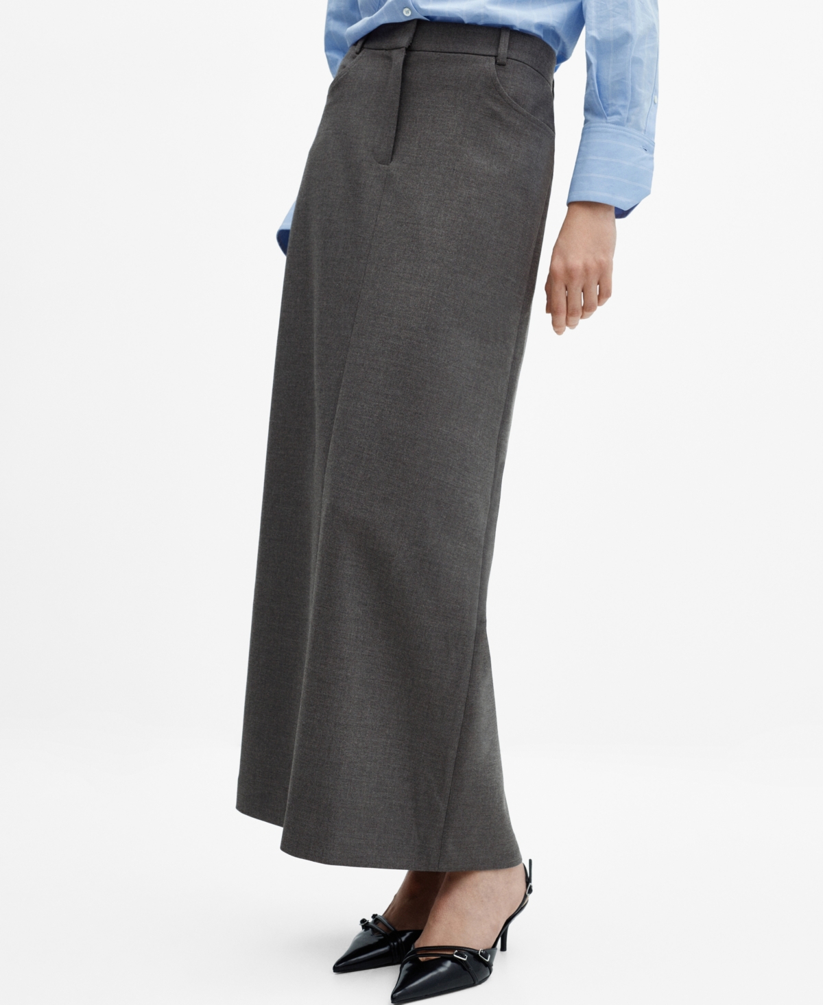 Women's Slit Long Skirt - Grey