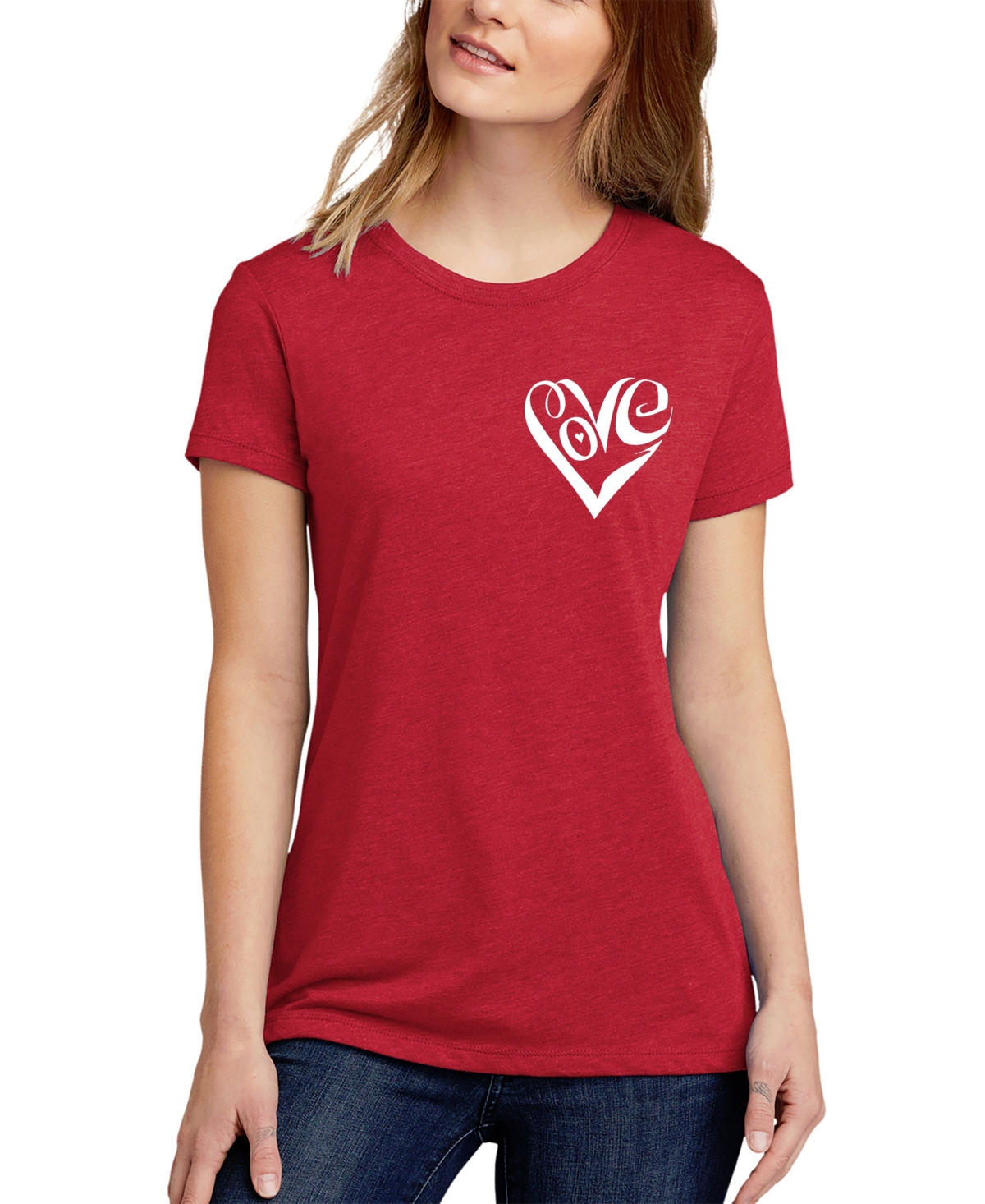 LA POP ART WOMEN'S PREMIUM BLEND WORD ART SCRIPT HEART T-SHIRT 