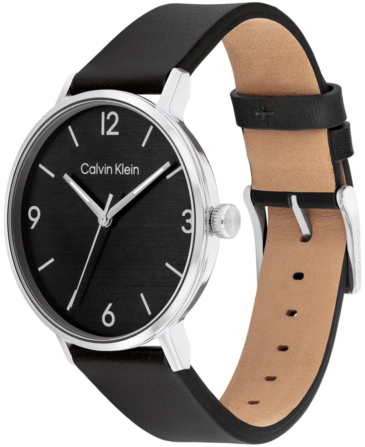Shop Calvin Klein Men's Modern Black Leather Watch 42mm