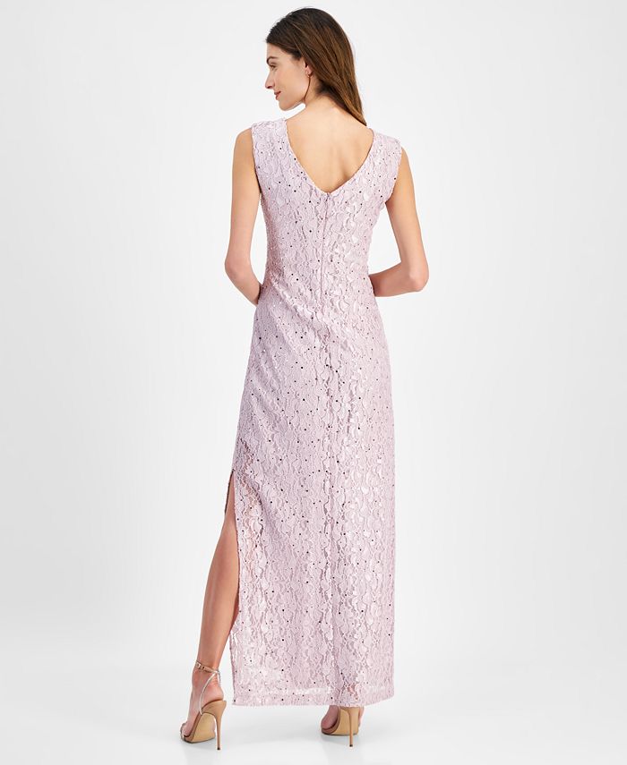 Connected Womens Printed Lace Gown Yellow Size 8 main image 1
