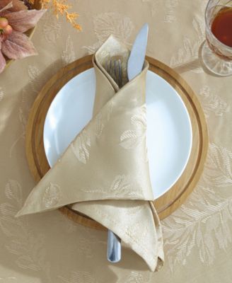 Elegant Woven Leaves Jacquard Damask Napkin, Set of 8