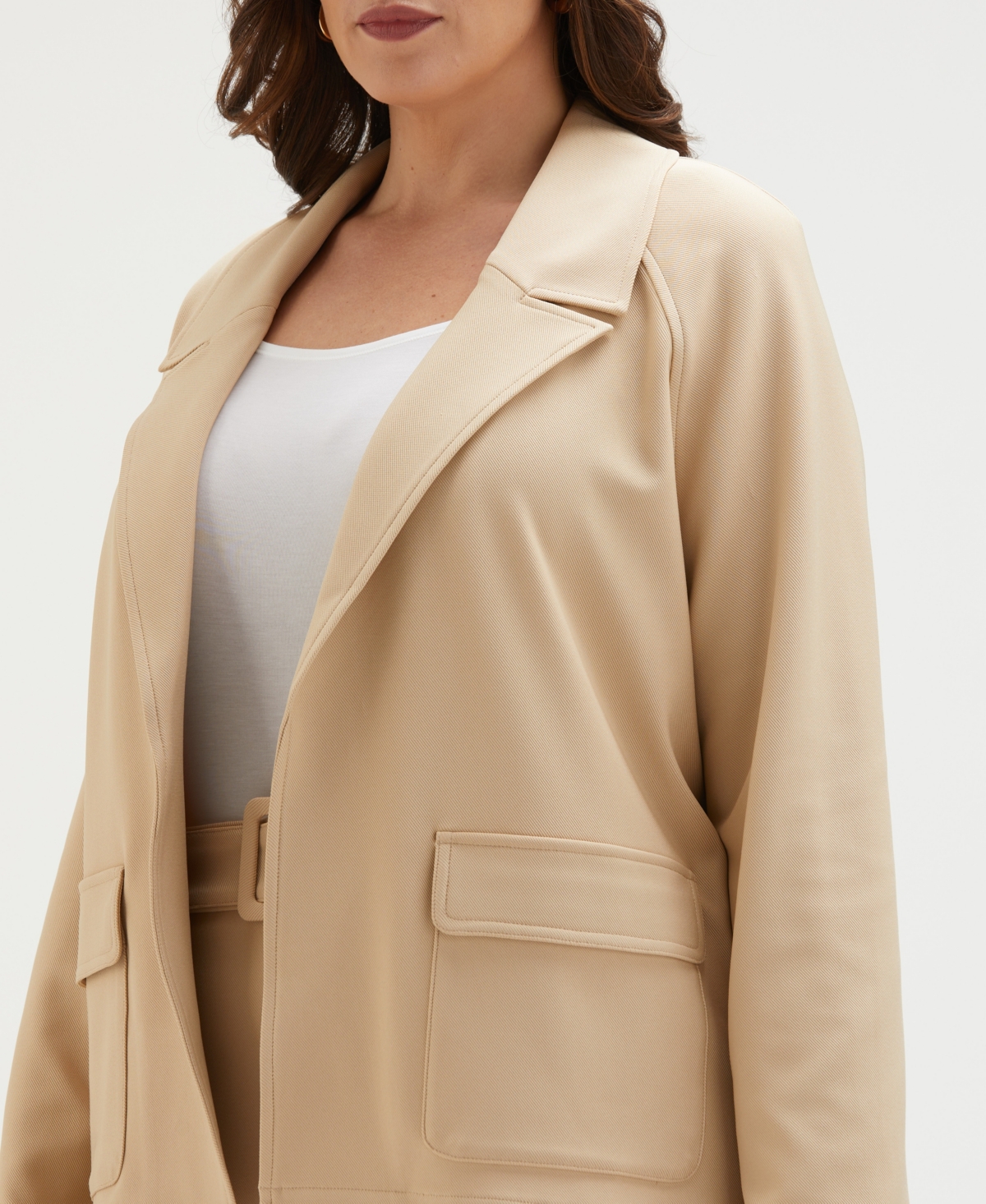 Shop Ella Rafaella Plus Size Cargo Jacket In Irish Cream