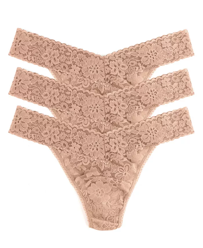 Women's Daily Lace Orignal Rise 3 Pack Thong Underwear