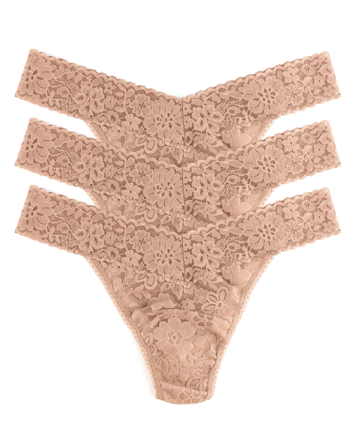 Shop Hanky Panky Women's Daily Lace Orignal Rise 3 Pack Thong Underwear In Taupe
