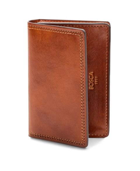 Bosca Men's Dolce Full Gusset 2 Pocket Card Case With ID, Amber