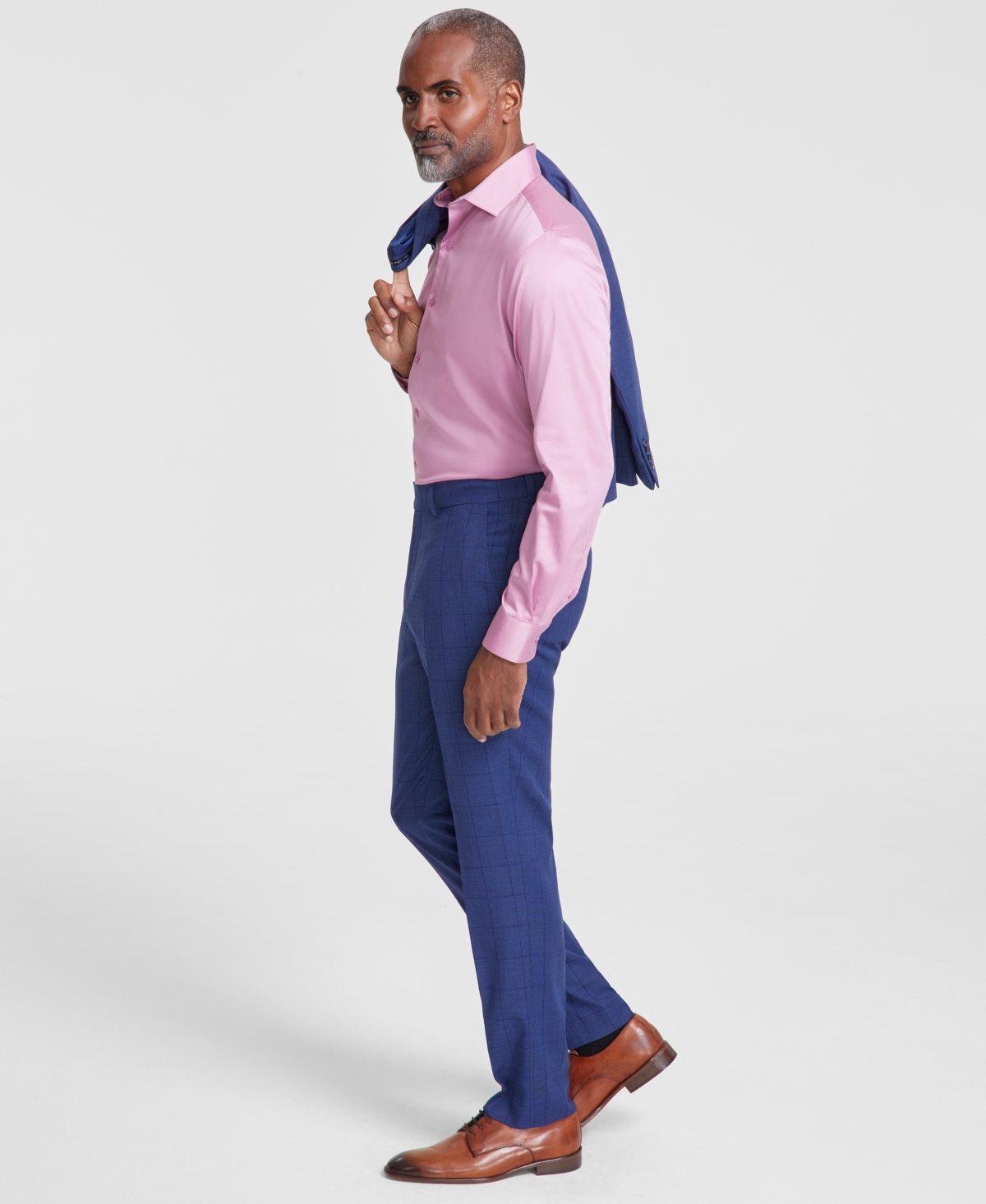 Nick Graham Men's Slim-fit Windowpane Check Suit In Navy Windowpane