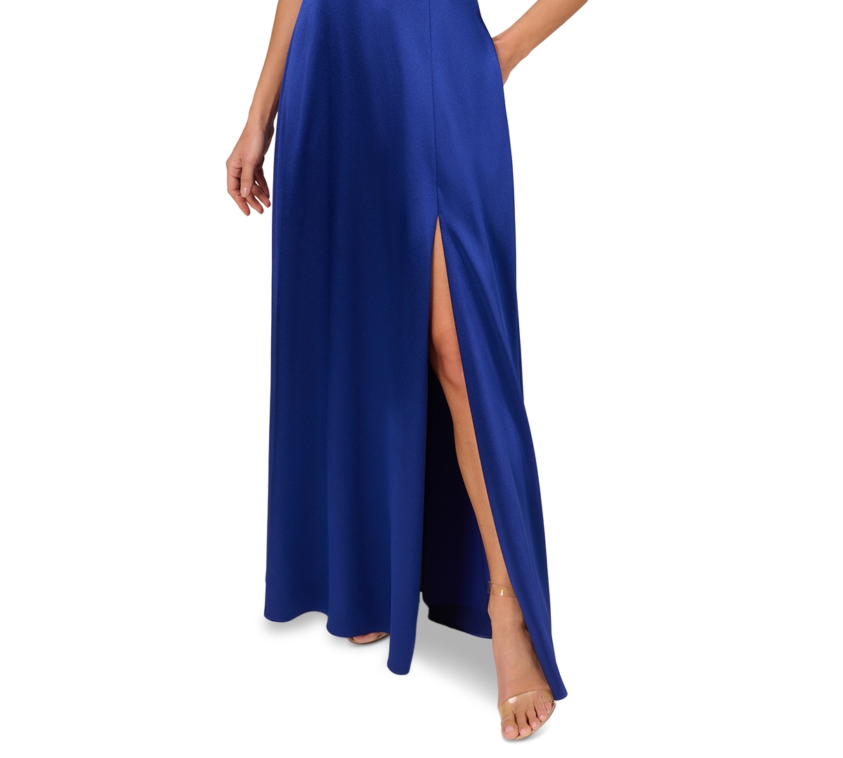 Shop Adrianna By Adrianna Papell Women's Satin Corset Maxi Dress In Royal Sapphire