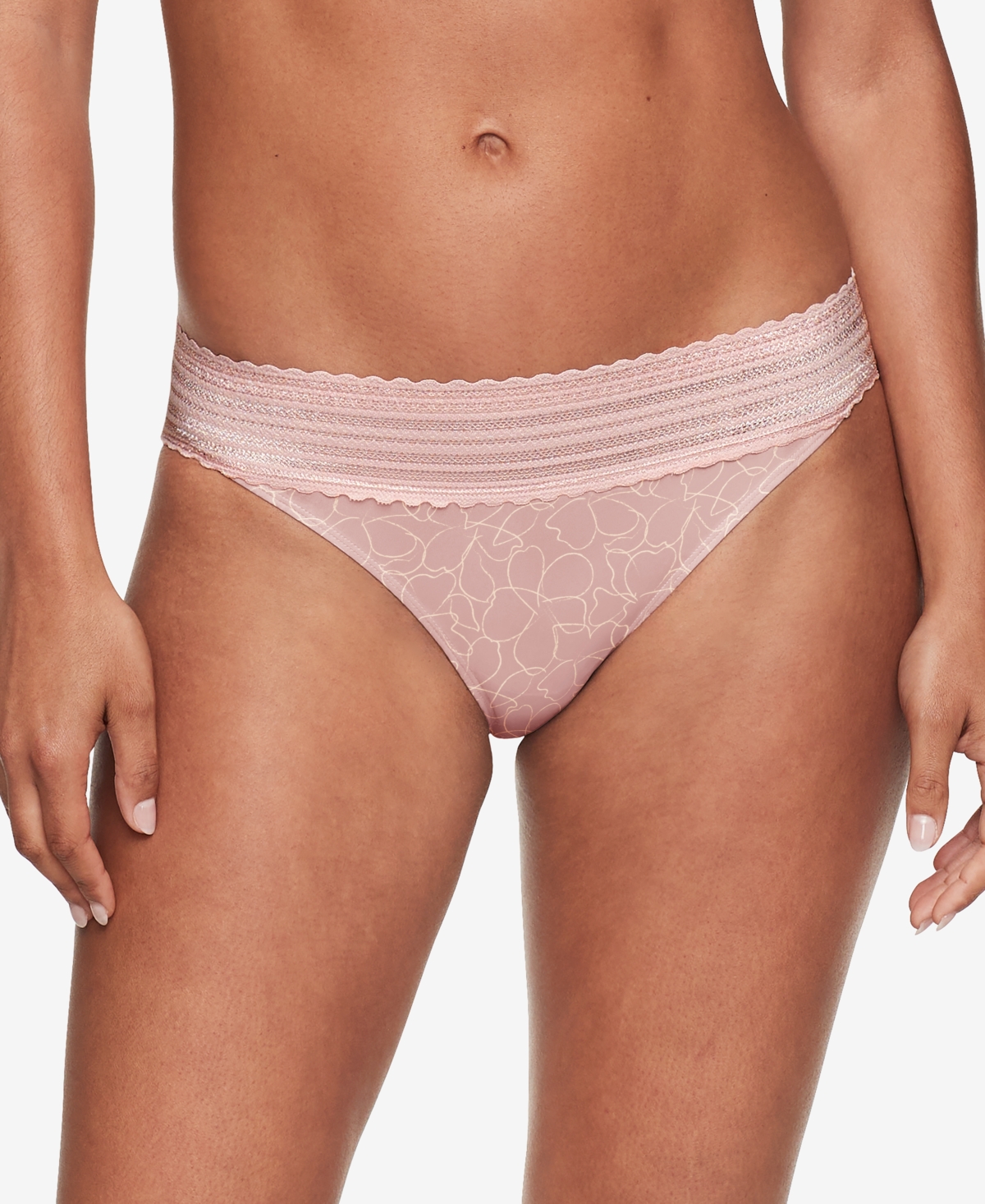 Shop Warner's Women's No Pinching, No Problems Lace Bikini Underwear 5509 In Chalkfloral Blush