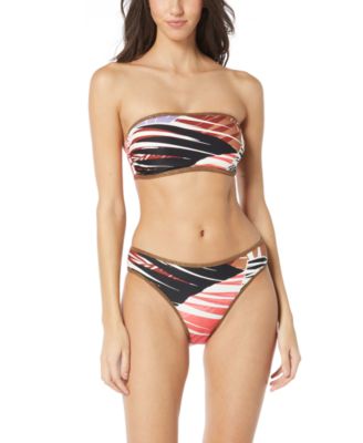 Shop Vince Camuto Womens Printed Reversible Bandeau Bikini Top Bottoms In Multi