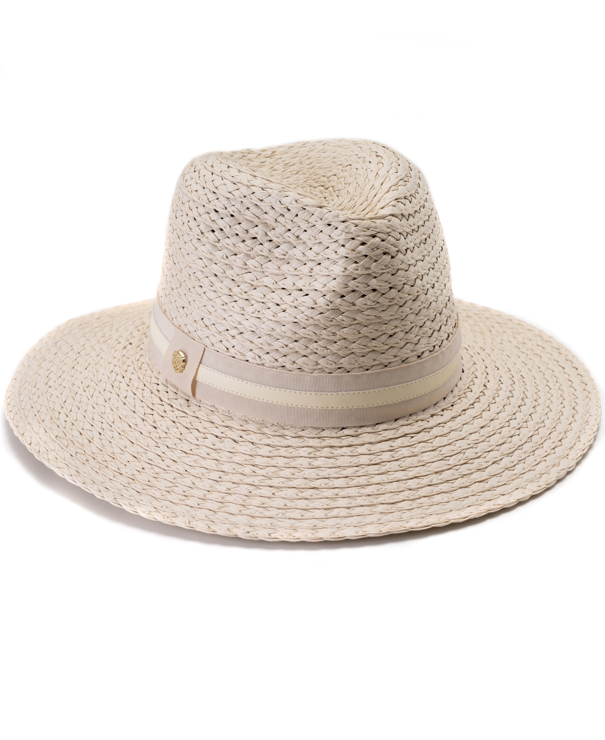 Shop Vince Camuto Straw Panama Hat With Ribbon Trim In Natural