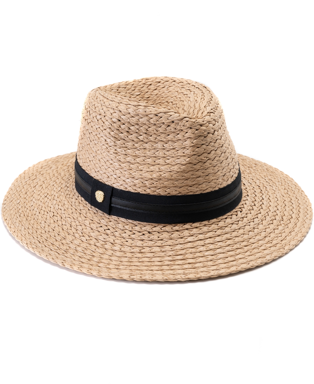 Straw Panama Hat with Ribbon Trim - Tan