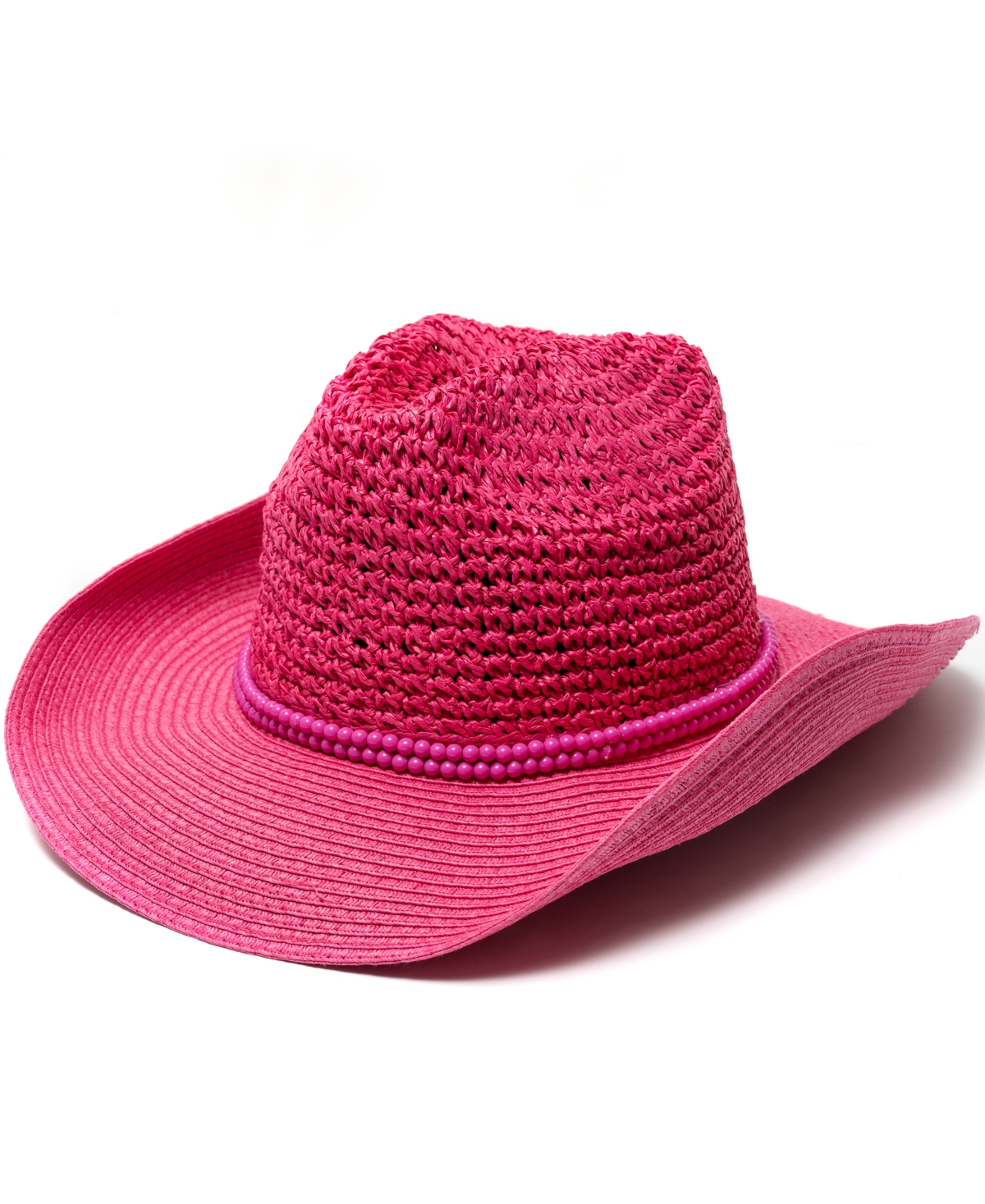 Shop Vince Camuto Beaded Trim Straw Cowboy Hat In Pink