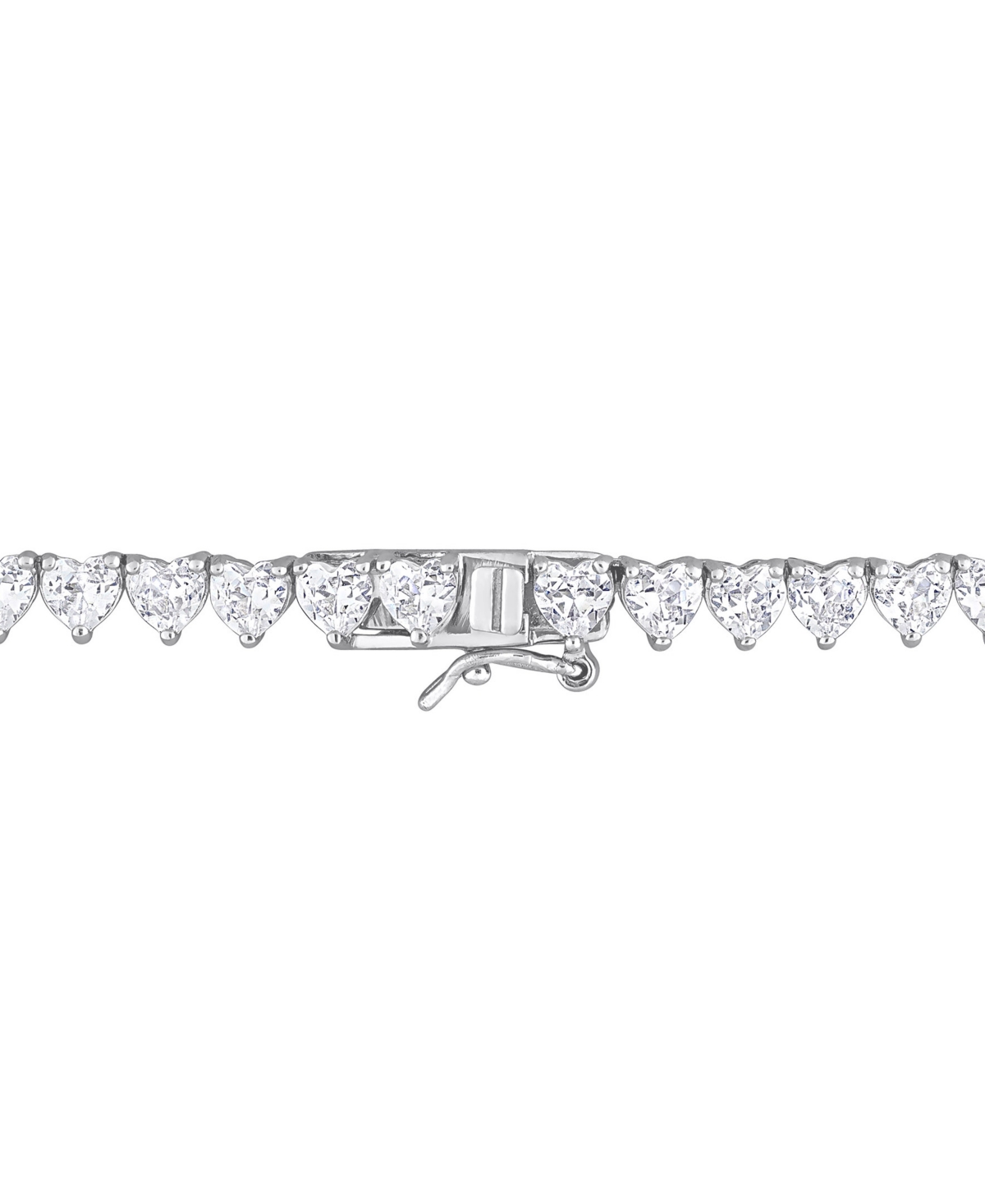 Macy's Lab-grown White Sapphire Heart 18" Tennis Necklace (31-1/5 Ct. T.w.) In Sterling Silver In White Sapphire