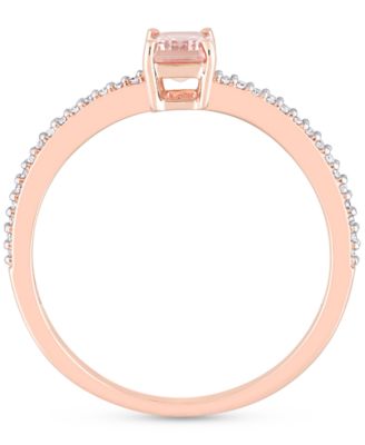 Morganite (5/8 ct. t.w.) & Diamond (1/0ct. t.w.)  Statement Ring in 10k Rose Gold