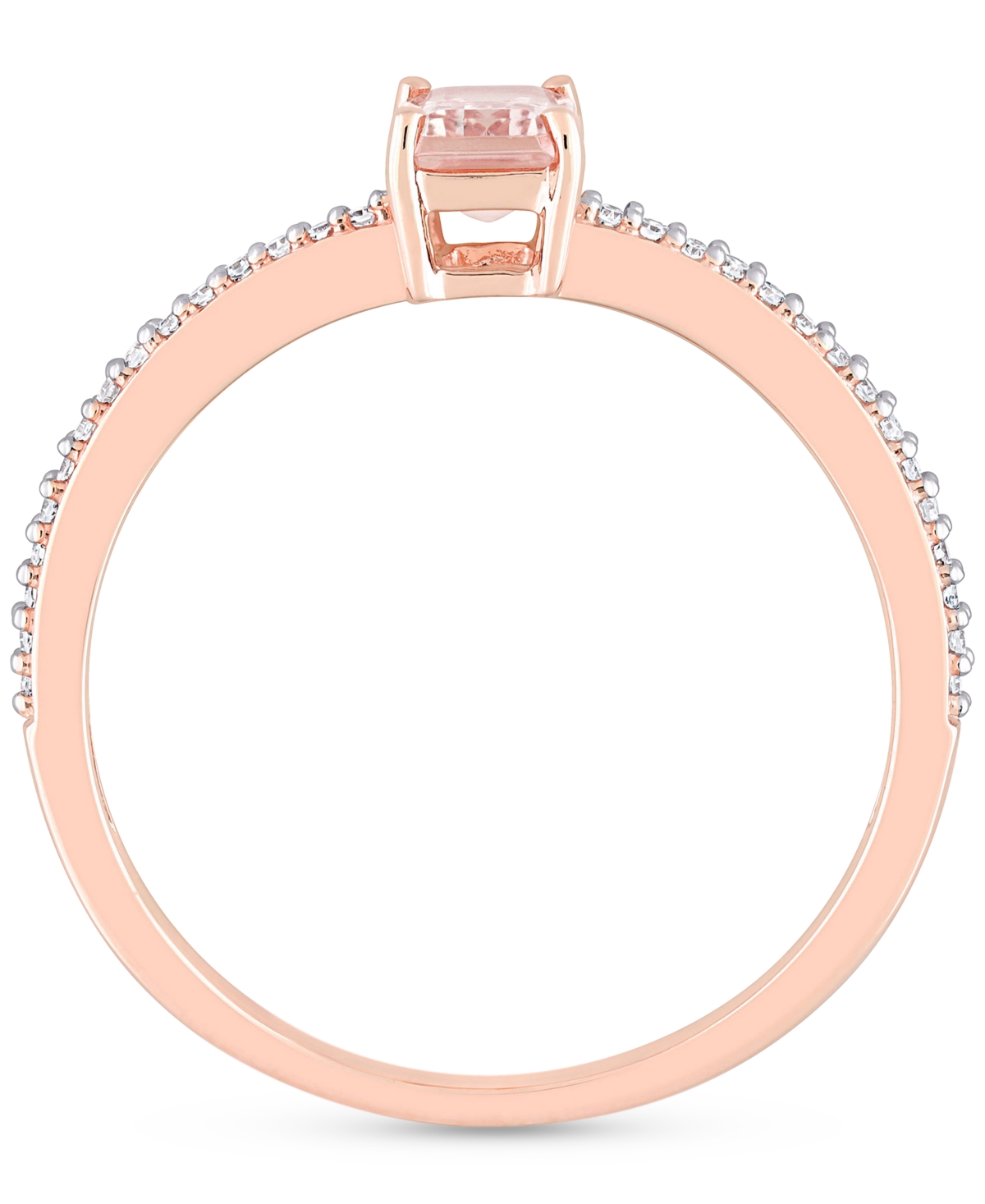 Shop Macy's Morganite (5/8 Ct. T.w.) & Diamond (1/0ct. T.w.) Statement Ring In 10k Rose Gold