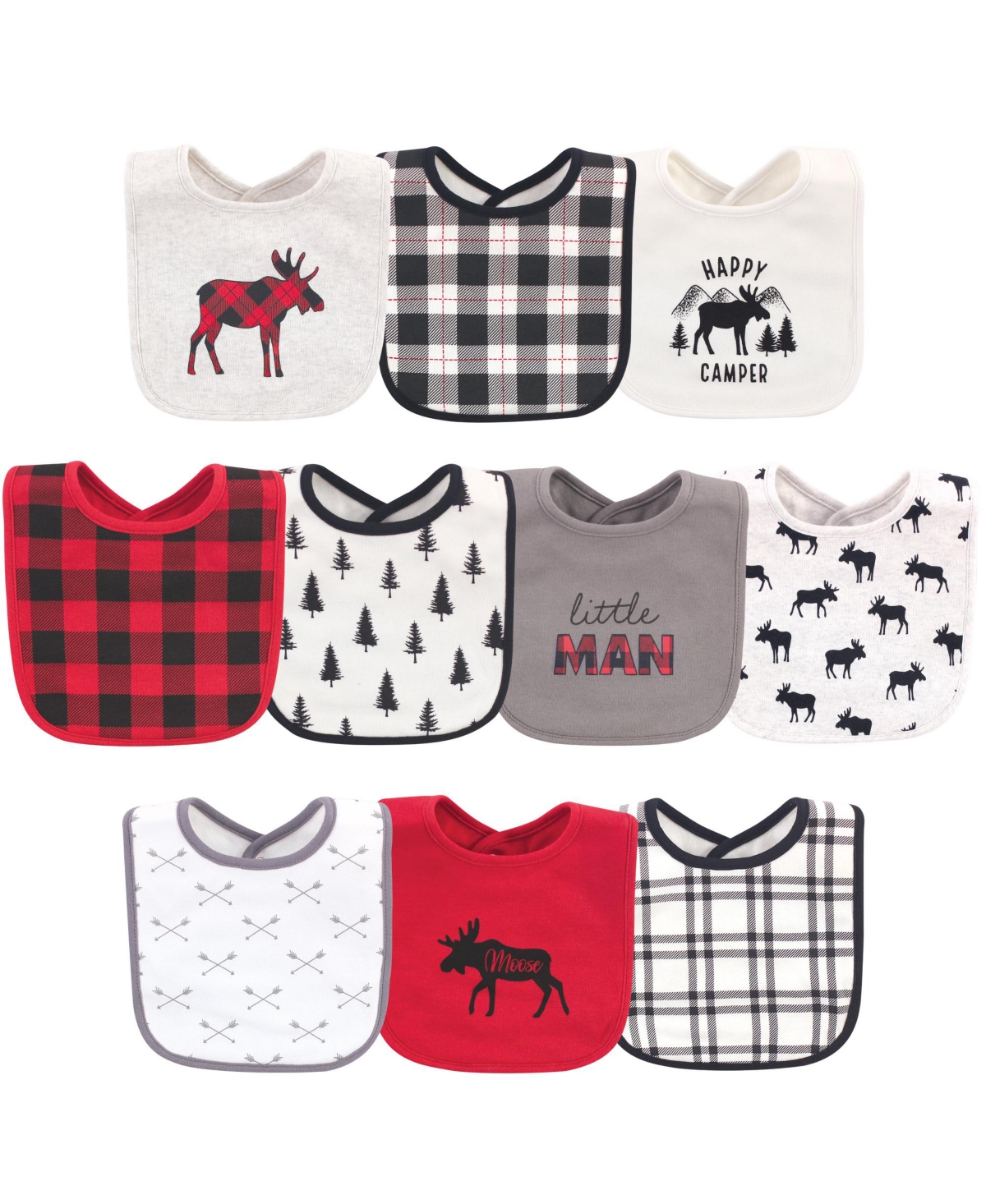 Hudson Baby Boys 10-Piece Soft Interlock Feeding Bib Set