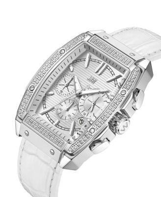 Men's Echelon Chronograph White Genuine Calf Leather Watch, 41mm