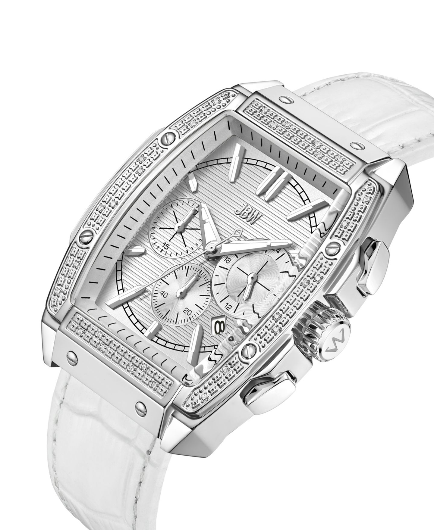 Мужские часы Jbw Echelon Chronograph White Genuine Calf Leather Watch, 41mm — фото 3