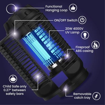 Electric Bug Zapper, Waterproof Outdoor & Indoor Insect Killer with Switch: 4000V Powerful Grid